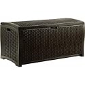 Suncast DBW9200 Mocha Wicker Resin Deck Box, 99-Gallon