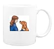 Mug with body, individuals, individual, humans, girl, woman, gun, person, dog, human, sporting, setter, persons, mistress, dogs, irish, people, owner