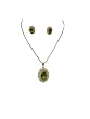 Gift for Her-3pc Set Pendants Necklace Emerald Victorian Style Gemstone Women Jewelry