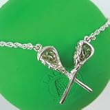 LACROSSE NECKLACE - CROSSED STICKS - STERLING SILVER