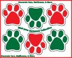 Set of 6 Red & Green Christmas Mini Paws Magnets