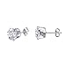 Zhenhui Women Stainless Steel Round White Black Cubic Zirconia Stud Earrings Set Pack of 6 Pairs