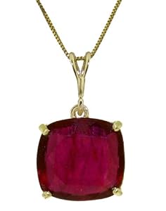 14K Yellow Gold Necklace with 6.75ct Natural cushion-shaped Ruby by Galaxy Gold Products Inc.