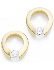VS 0.50Ct Round Diamond Solitaire Drop Hoops Earrings 18k Gold