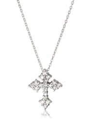 KC Designs "Faithfully Yours" 14k White Gold and Diamond Cross Pendant Necklace Chain, 16"