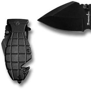 3.5" Spring Assist Grenade Folding Knife - Black