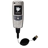 Retractable USB Cable for the Motorola A845 with Power Hot Sync and Charge capabilities - Gomadic Brand w/ TipExchange Technology