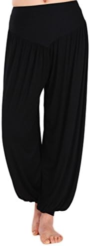 AveryDance Womens Modal Elastic Waistband Fitness Yoga Harem Pants, Black, S