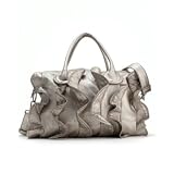 Steve Madden Bzippler Ruffle Satchel Handbag Purse ~ Silver In Color
