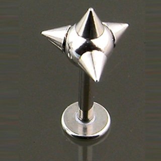 14g Surgical Steel Labret Stud Lip Ring Body Jewelry Piercing with Spiked Ball 14 Gauge 5/16" Nemesis Body JewelryTM