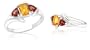 Radiant Trillion Cut Citrine Garnet Three-Stone Ring Sterling Silver