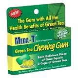 MEGA-T, Sugar Free Green Tea Chewing Gum, Spearmint, 6X24 ea
