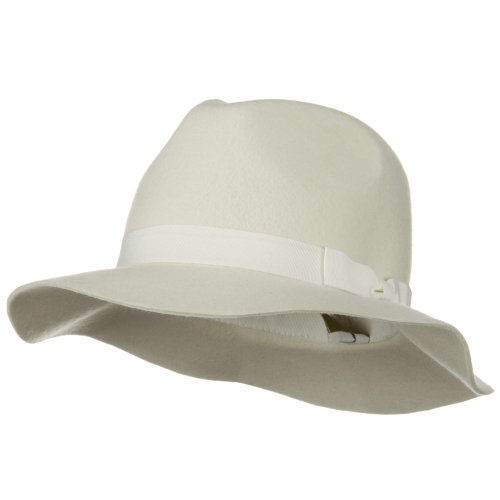 Grossgrain Band Wool Felt Fedora - Ivory W19S45E