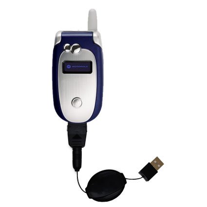 Retractable USB Cable for the Motorola V555 with Power Hot Sync and Charge capabilities - uses Gomadic TipExchange Technology