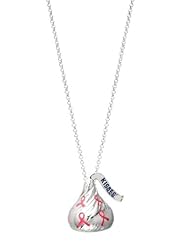 Hersheys Kiss Jewelry Sterling Silver Large 3D Shaped Breast Cancer Awareness Pendant