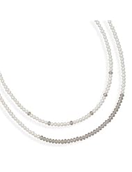 17" Double Strand Cultured Freshwater Pearl and CZ Necklace