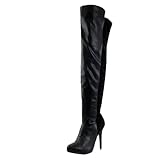 Breckelles Pamela-13 Platform Boots, Black Pu Suede, 7