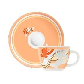 Espresso Coffee Mug and Saucer Set, My Little Darling, Biege Butterfly, Coffee Mug Set in Gift Box