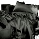 NewQueenSizeBlackSatinSheetSet-Includes1fittedsheet,1flatsheetand2pillowcases