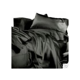 New Queen Size Satin Sheet Set - Includes 1 fitted sheet, 1 flat sheet and 2 pillow cases - Black
