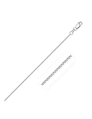 1.1mm 14K White Gold Diamond Cut Round Wheat Chain
