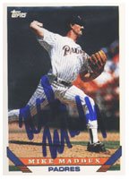 Mike Maddux, San Diego Padres, 1993 Topps Autographed Card