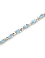 10K White Gold Oval Aquamarine Bracelet