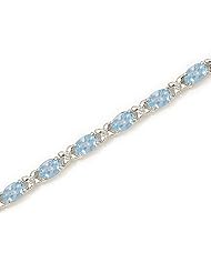 14K White Gold Oval Aquamarine Bracelet