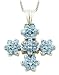 14K Blue Topaz Flower Cross Pendant with 18 Chain