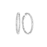 14K White Gold 3 1/5 ct. Diamond In & Out Hoop Earrings