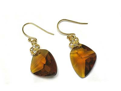 Crystal Deco Golden Brown Drop Dangle Earrings Fashion Jewelry