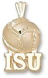 Iowa State Cyclones Solid 10K Gold ''ISU'' Volleyball Pendant