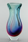 Glass Red, Blue & Green Sommerso Vase 100% Handblown Art X710