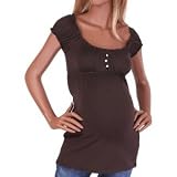 Brown Rhinestones Maternity Short Sleeve Shirt