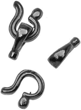 Gun Metal Plated Sleek Hook & Eye Glue On Wire Ends 10mm (2 Pairs)