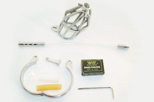 "Skeleton Key" Factory Male Cage with 7" Removable Urethral Tube (1.5" / 40mm Cock Base Ring) new