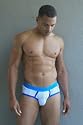 Andrew Christian Super Low Brief Brief for Men - White/Royal