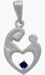 10K White Gold Sapphire Mother & Child Pendant with chain