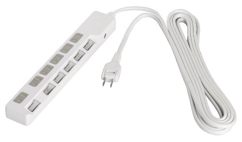 BUFFALO OAタップ 2ピン 6個口 シャッター/雷サージ/個別スイッチ付 2m BSTA26G20WH