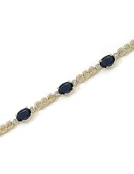 14kt Yellow Gold Oval Blue Sapphire and Diamond Bracelet