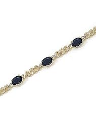 14kt Yellow Gold Oval Blue Sapphire and Diamond Bracelet