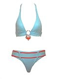 Becca Blue Hipster Halter Bikini W/Dangling Charms S