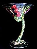 Butterfly Meadow Design - Hand Painted - Sexy Martini - 7 oz. (curved stem)