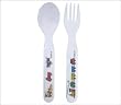 Fork Spoon Set Baby Cie Transportation: Les Transports RED Melamine Colorful melamine dinnerware with wording