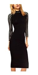 Polyester/Spandex High-Neck Vintage Keyhole Bodycon Dress 