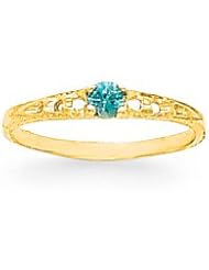 14k Madi K 3mm Blue Zircon Birthstone Baby Ring