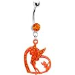 Orange Gem Hollow Heart Fairy Belly Ring