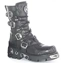 New Rock Boots - 591 - Black with Red Flame