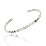 Inspirational Sterling Silver Joy Peace Faith Bangle