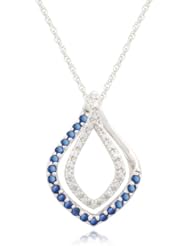 Sterling Silver Blue Sapphire or Ruby and Diamond Kite Pendant Necklace (1/10 cttw, I-J Color, I2-I3 Clarity), 18"